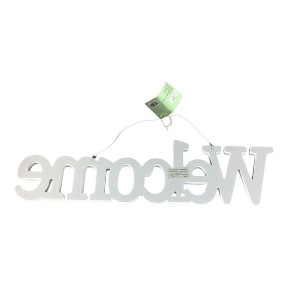 The Spring Shop White Glitter Welcome Sign Home Wall Decor Hanging Door Plaque - Picture 3 of 8